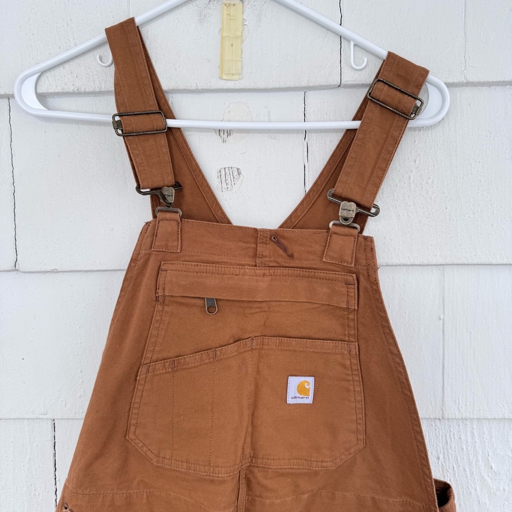 Carhartt Ashland Loose Fit Canvas Bib Overalls Brown size Small - Picture 3 of 8